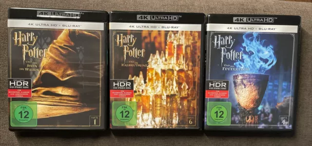Harry Potter 4K+ Bluray Sammlung Teil 1/4/6 deutsche Version Zustand sehr gut!