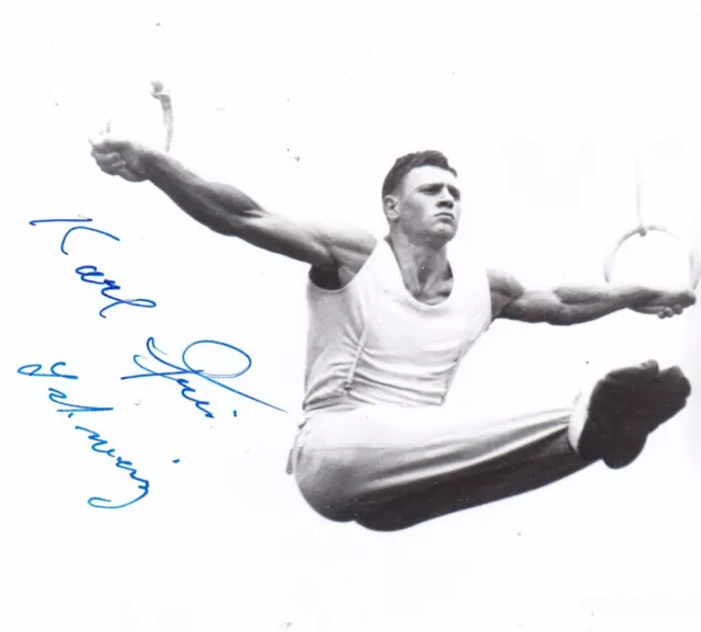 Karl FREI (1917-2011) - Schweiz, Gold Olympia 1948 Turnen, Original-Autogramm!