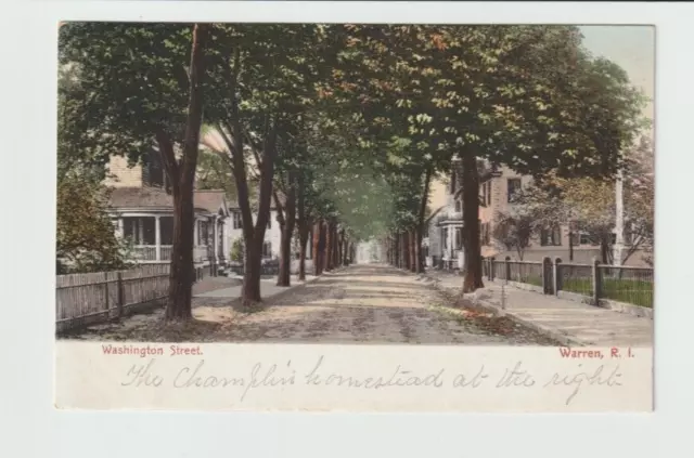 WARREN, RI Washington Street View Residential Section Rhode Island UDB Postcard