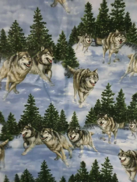 Wolf Cotton Fabric James  Hautman For VIP Cranston BLUE MULTI   SBTY X 44"WIDE