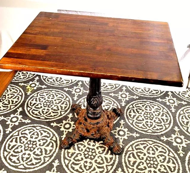 Cast Iron Table with Oak Top-Rustic Charm Cabin or Garage Ready