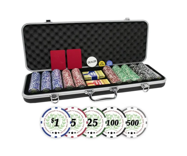 DA VINCI Professional Set of 500 11.5 Gram Casino Del Sol Poker Chips with De...