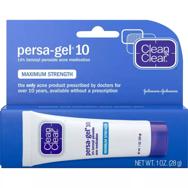 Clean & Clear Persa-Gel 10 Topical Acne Medication Maximum Strength 1 Oz 2 Pack