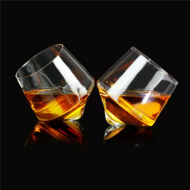 Rolling Whiskey Glas 2er Set BARBUZZO rollend drehend 187 ml Whiskyglas