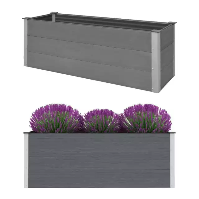 Garden Raised Bed Raised Planter Vegetable Flower Pot Square Grey WPC vidaXL 2