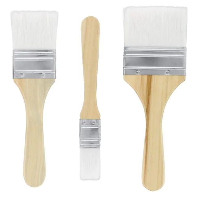 3Pcs Wood Synthetic Bristle Paint Art Supply Art Brush Tool  Varnishes