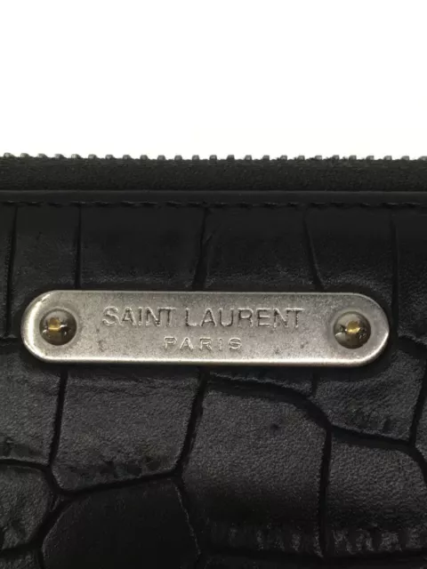 SAINT LAURENT EMBOSSED Long Wallet/Leather/Blk/Men's/Inn462359/Scuffed ...