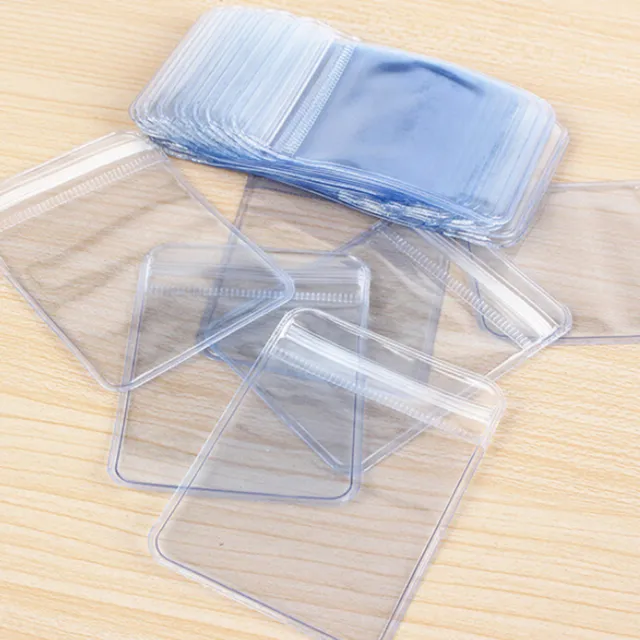 100Pcs Clear PVC Plastic Coin Bag Case Wallets Storage Envelopes N SZ