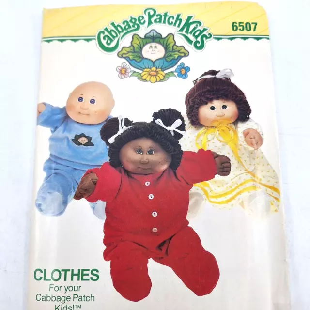 VTG 80s Butterick 6507 Cabbage Patch Kids clothes Sewing Pattern Uncut FF