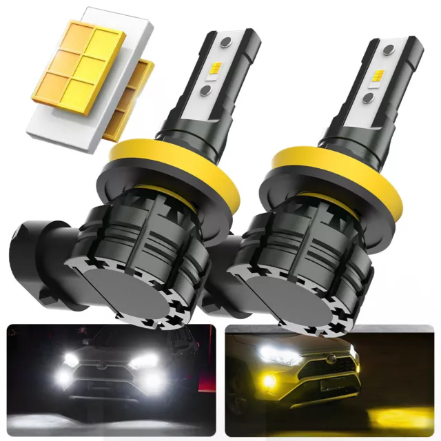 Switchback H11 H16 H8 LED Fog Driving Light Bulbs White Amber Lamps 12000LM 60W