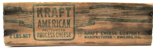 Vintage Kraft American Wood Cheese Box 2 lb Pasteurized Process Cheese #2