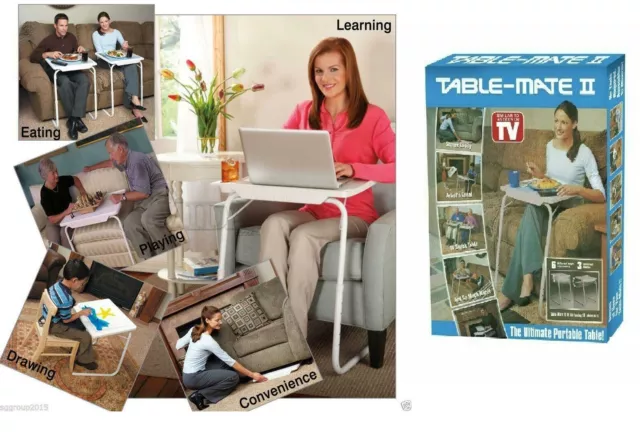 Portable Mate ll Adjustable Folding Table Tv Dinner Laptop Tray Desk Sofa Bed