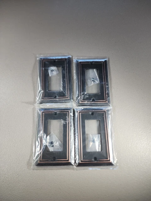 Lot Of 4 Sleek Lighting Beveled 1-Gang Wall Plate Oil Rubbed Bronze AT18180-RDB