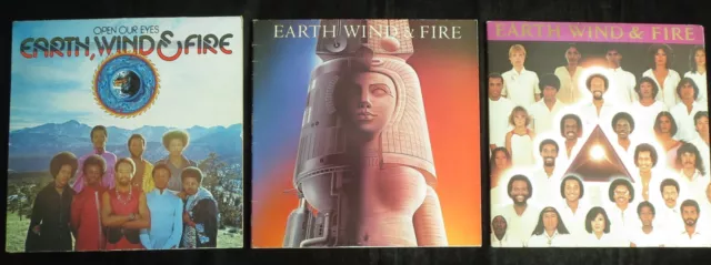 EARTH WIND & FIRE - 3 LP's - Open Your Eyes, Raise & Faces (2LP) - Vinyls Exc.