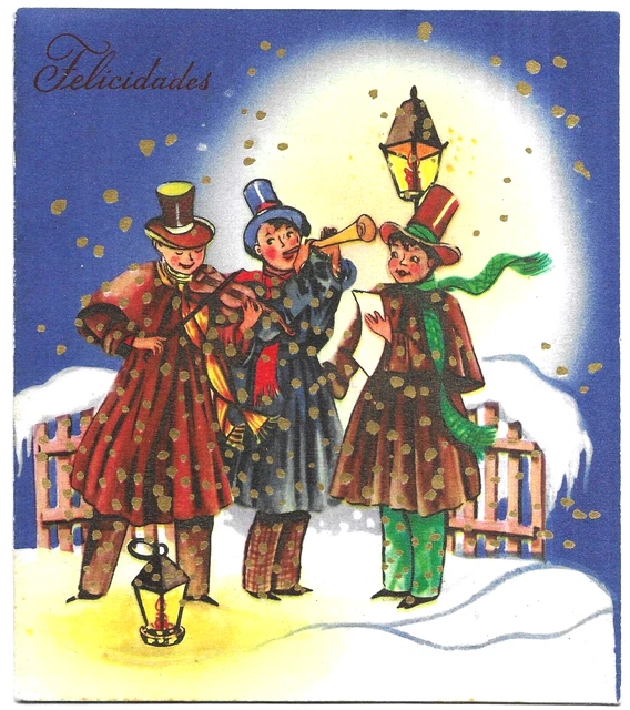 Vintage Christmas Pop Up Greetings Card Carol Singers Printed Germany 1940s