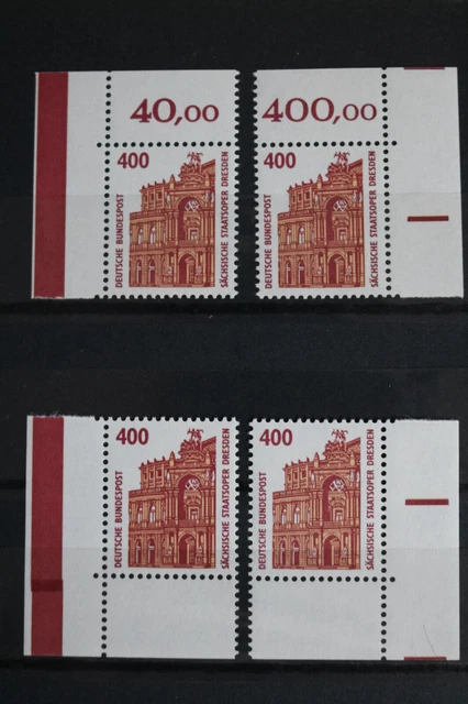 K-7-2, Bund BRD DS SWK 1991 MiNr. 1562 - 400 PF - alle 4 Ecken E1-E4 postfrisch