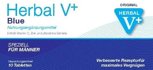 20 ORIGINAL HERBAL V+ PLUS BLUE 100 - Blaue Pillen für erwachsene Männer