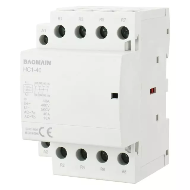 Baomain AC Contactor HC1-40 120V 40A Coil 4 Pole Normally Closed(N/C) Universal