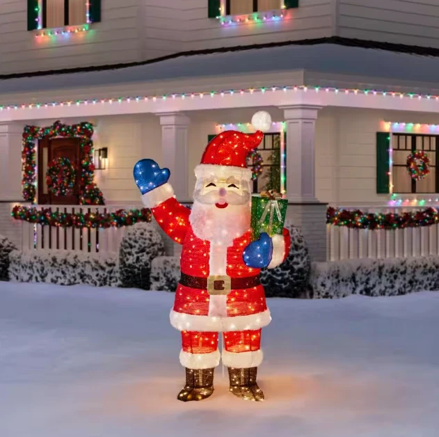 OUTDOOR CHRISTMAS YARD Decorations 8FT Santa Pre Lit LED Lights Xmas
