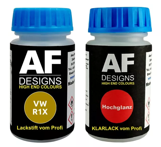 Lackstift für VW / Volkswagen R1X LR1X Kurkumagelb Metallic + Klarlack  Autolack