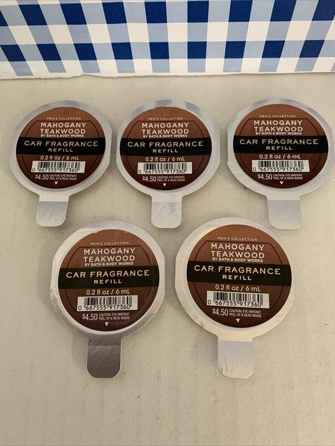 5X ~ Car Fragrance Refill~ Scentportable ~ MAHOGANY TEAKWOOD ~ Bath & Body Works