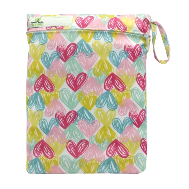 REUSABLE WET BAG FOR CLOTH NAPPY / DIAPER / SWIMMERS Heart Strings