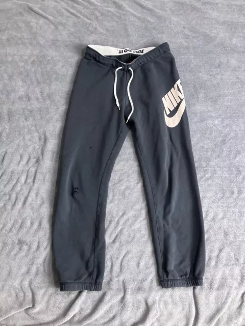 Nike Rally Sweatpants Joggers Womens L Large Roll Waist Spellout Black HOLES