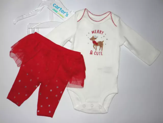 NWT, Baby girl clothes, Newborn, Carter's Child of Mine 2 piece Christmas set