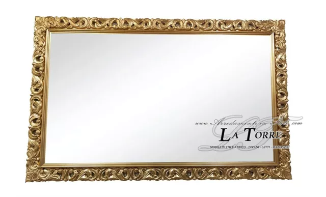 Specchiera specchio barocco oro cornice classica traforata su misura legno 1135o
