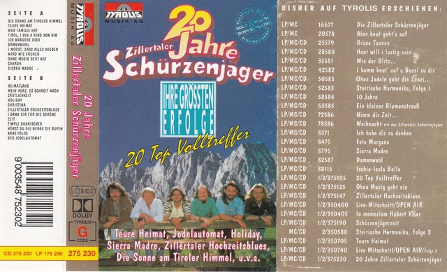 20 JAHRE ZILLERTALER Schürzenjäger - Ihre Grossen Erfolge MC Sehr gut ...