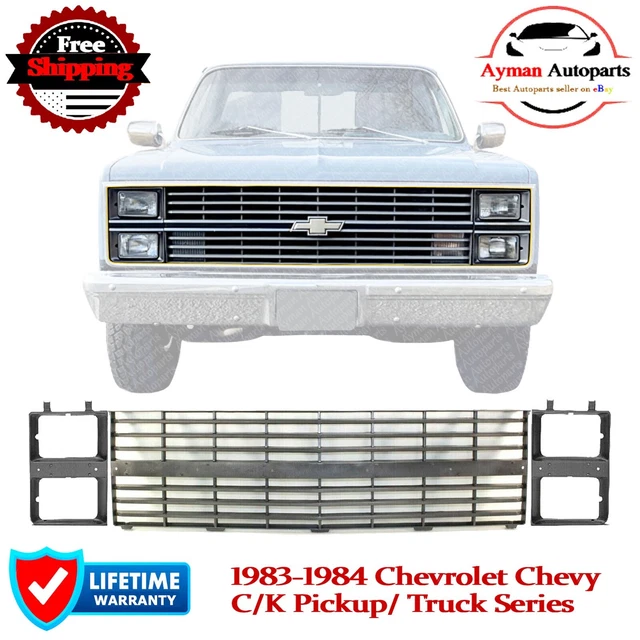 For 1983-1984 Chevy C/K Pickup Series New Grille & Headlamp Doors Front Set Of 3