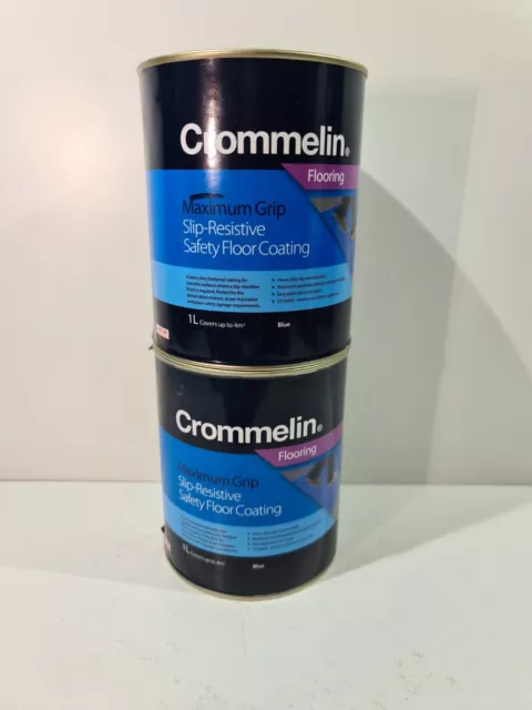 Crommelin Maximum Grip Blue Safety Floor Paint 1L x2 - New