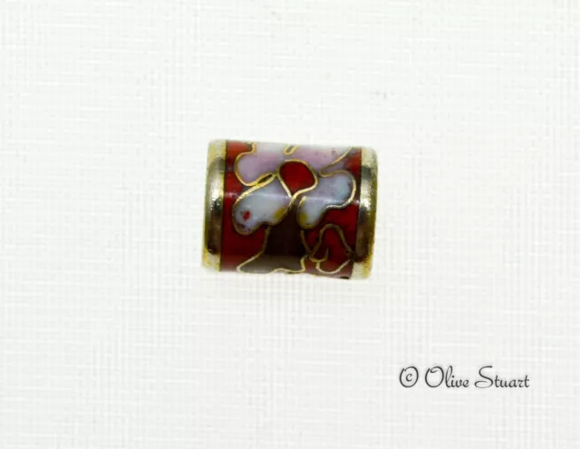Oriental Cloisonne Beads Loose 11mm x 9mm large cylinder