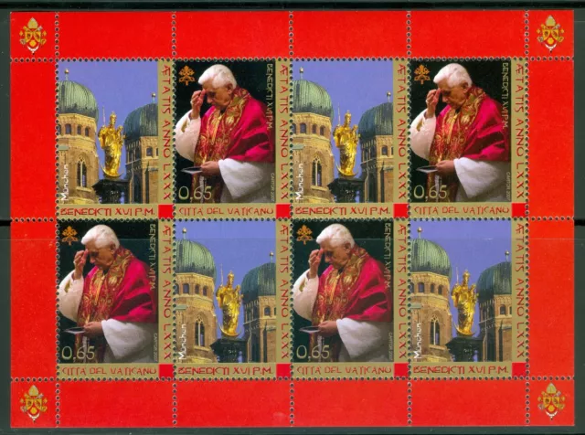 2007 Vatican City Sc# 1347-9: 80th Birthday of Pope Benedict XVI MNH sheet