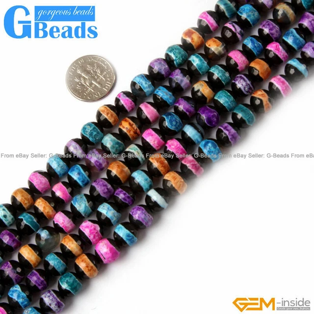 8mm Tibetan Fire Soccer Agate Gemstone Faceted Round Beads For Jewelry Making