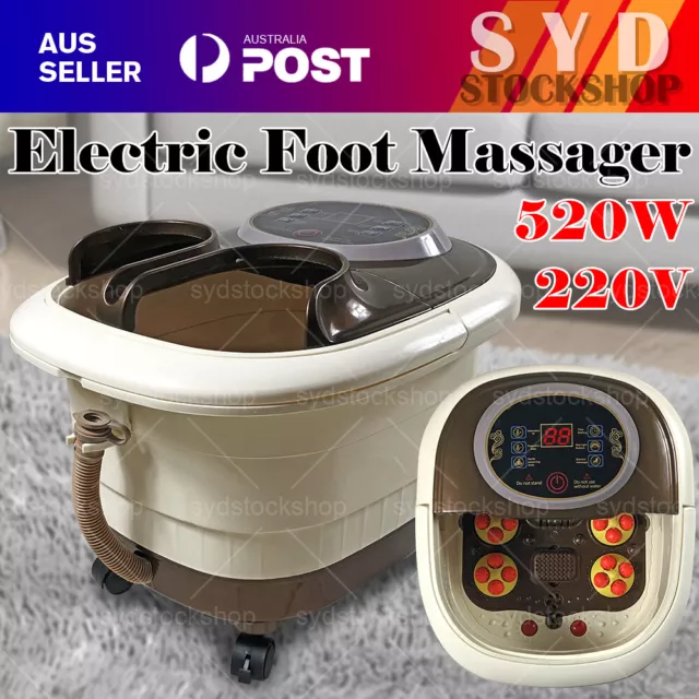 Bubble Footbath Electric Foot Spa Tub Massager Roller Heat Soak Bath English