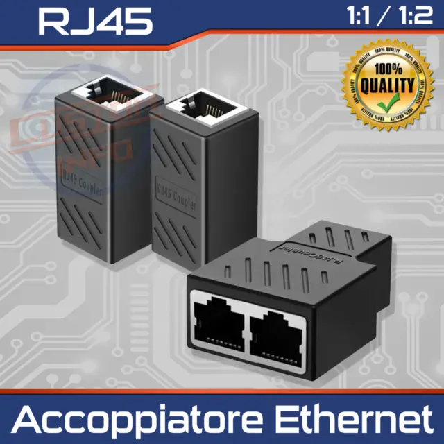 Accoppiatore Splitter Cavo Ethernet Rj 45 Adattatore Lan Giunto Plug Prolunga