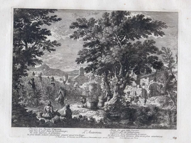 "Herbst, Menschen bei der Weinernte" Kst.v. Perelle bei Basan, Paris u.1750/60