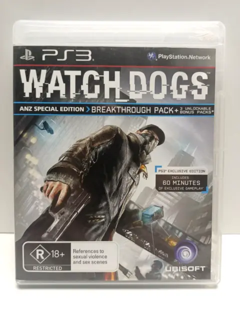 PS3 Sony PlayStation - Watch Dogs / ANZ Special Edition - Breakthrough Pack,Free