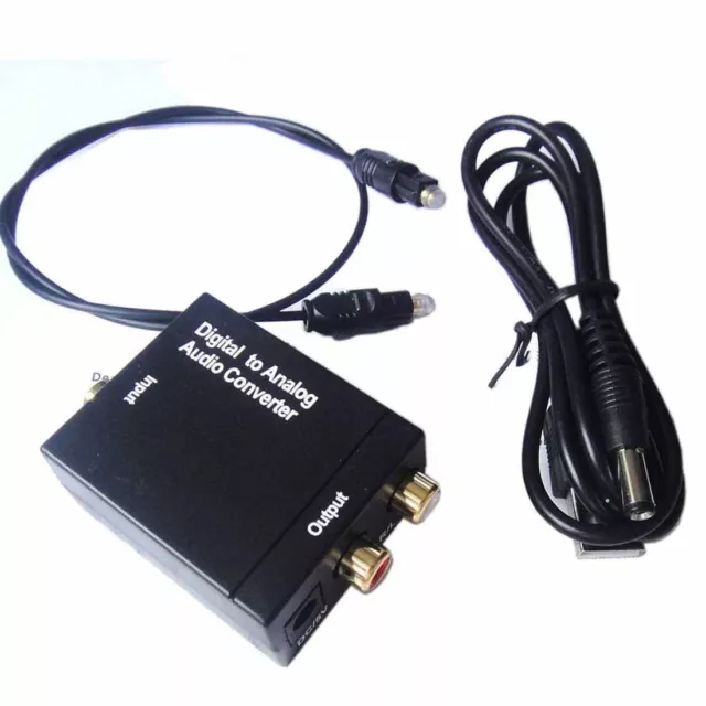 Coaxial Toslink Digital to Analog Audio Converter Adapter RCA R/L + USB Charger