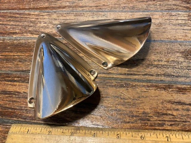 Vintage Pair Perko 3 Cast Polished Bronze/Brass? Clamshell Deck, Scoop, Vents