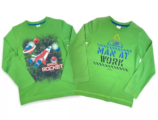 Boys Long Sleeved Tops with Graphic Prints Diggers & Spaceships 5-6 Years 2 Pack