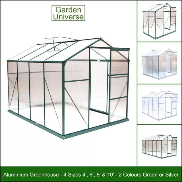 Greenhouse Aluminium Polycarbonate by Garden Universe 8 Models Green Free Base