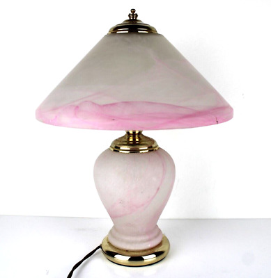 Abatjour Lume Lampada da Tavolo Comodino Con Vetro Opaco Rosa Vintage