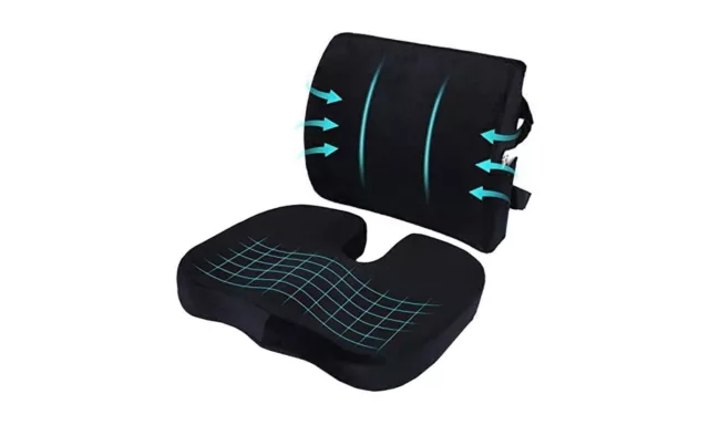 Memory Foam Seat Cushion Lumbar Support Pillow for Sciatica Lower Back Tailbone
