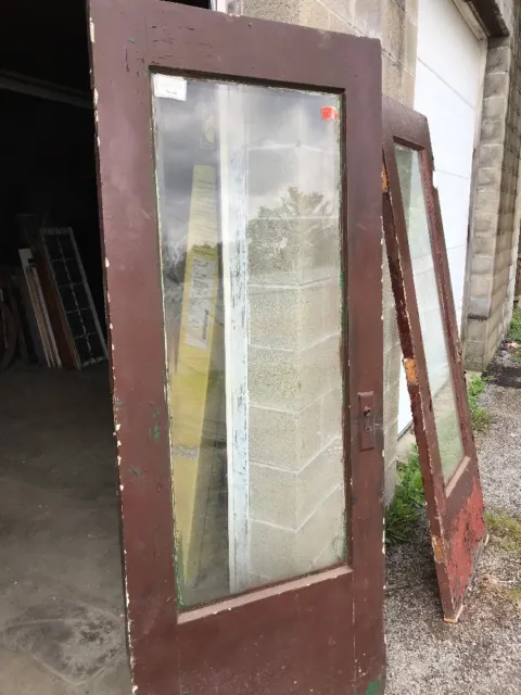Mar212 Antique Beveled Glass Full View Entrance Door 32 X 80