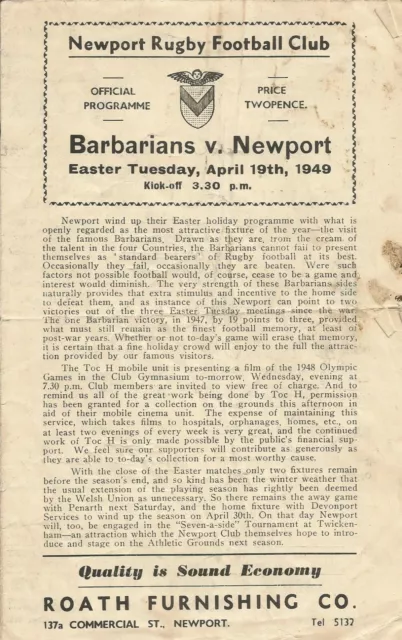 1949  NEWPORT v BARBARIANS