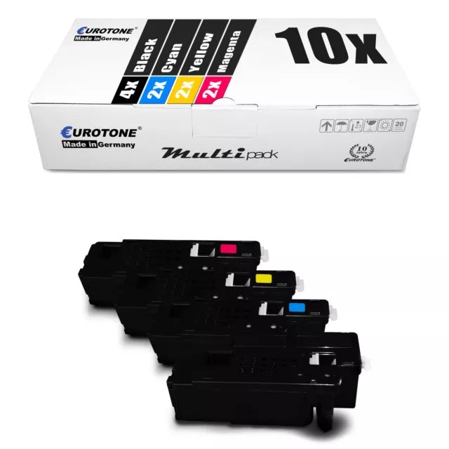 10x Europcart Cartouches pour Dell C1660 W Avec Chaque Env. 1.000/1.250 Pages