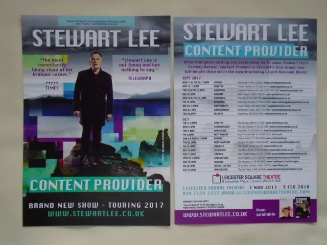 STEWART LEE Live theatre event "Content Provider" 2017 UK Tour Promo tour flyers