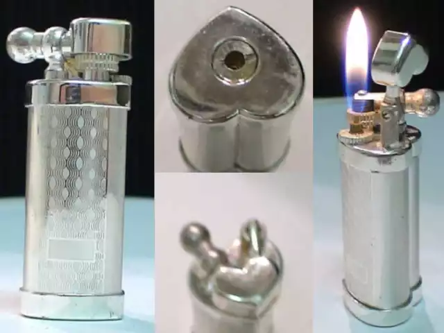 Briquet ancien { Forme de Coeur type Unique } Lighter Feuerzeug Accendino